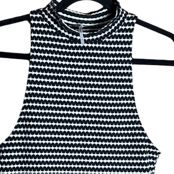 Free People Black and White High Neck Sleeveless Crop Top Size Small S - Picture 3 of 6
